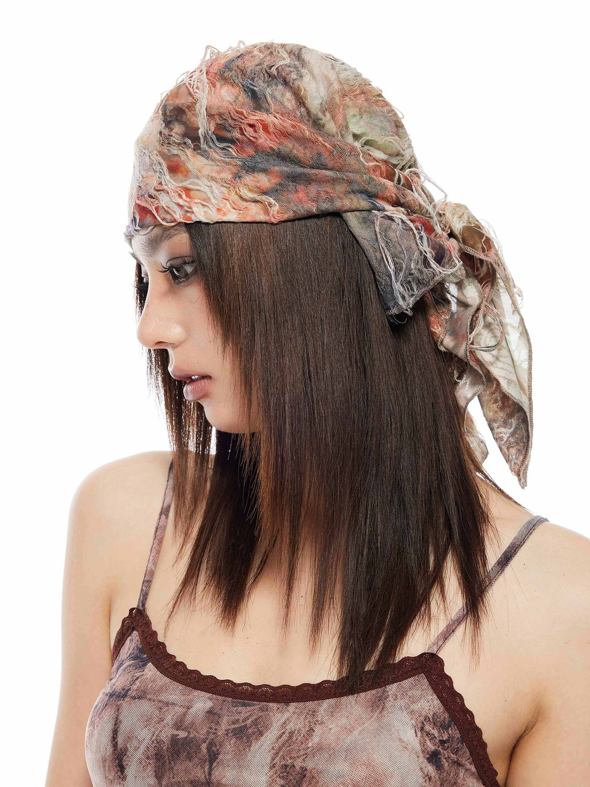 THELIGHT OFFICIAL Bohemian Floral Print Small Square Multifunctional Women's Polyester Headdresses 798796948373