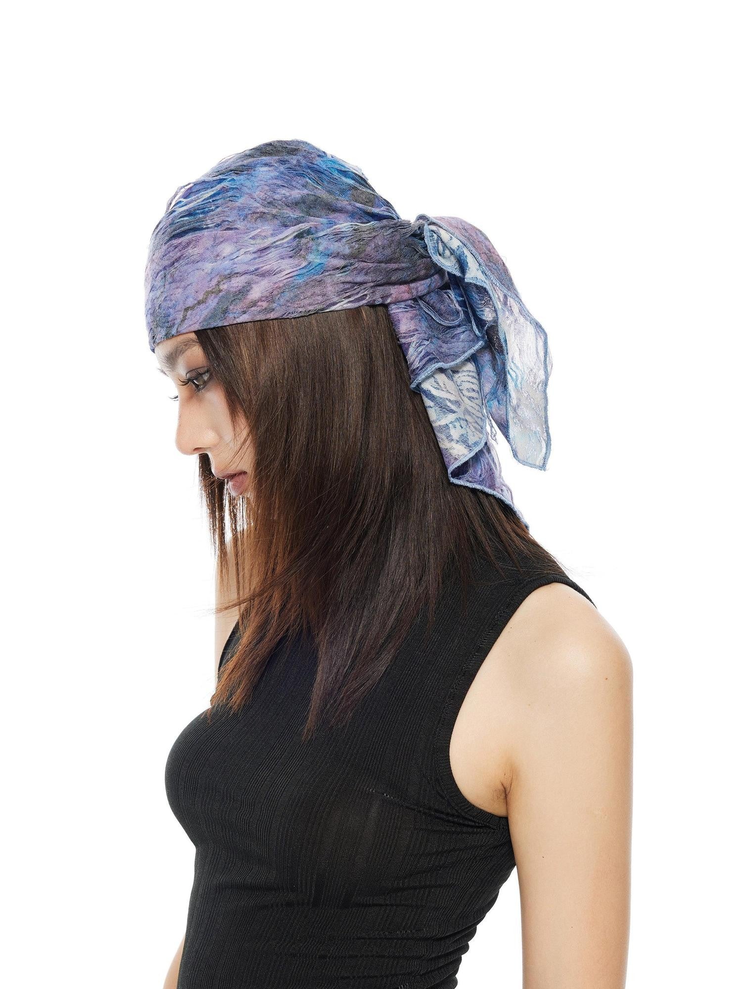 THELIGHT OFFICIAL Bohemian Floral Print Small Square Multifunctional Women's Polyester Headdresses