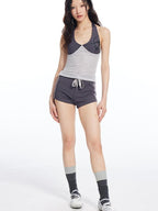 THELIGHT OFFICIAL Contrast Colorblock Mesh Patchwork Halterneck Women's Mesh Tank Tops