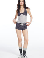 THELIGHT OFFICIAL Contrast Colorblock Mesh Patchwork Halterneck Women's Mesh Tank Tops