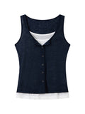 THELIGHT OFFICIAL Cooling Button Front Spaghetti Strap Slim Fit Women's Lyocell Tank Tops 931083815545