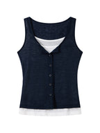 THELIGHT OFFICIAL Cooling Button Front Spaghetti Strap Slim Fit Women's Lyocell Tank Tops 931083815545