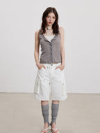 THELIGHT OFFICIAL Cooling Button Front Spaghetti Strap Slim Fit Women's Lyocell Tank Tops