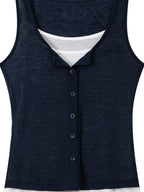 THELIGHT OFFICIAL Cooling Button Front Spaghetti Strap Slim Fit Women's Lyocell Tank Tops
