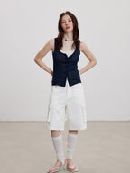 THELIGHT OFFICIAL Cooling Button Front Spaghetti Strap Slim Fit Women's Lyocell Tank Tops