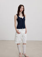 THELIGHT OFFICIAL Cooling Button Front Spaghetti Strap Slim Fit Women's Lyocell Tank Tops