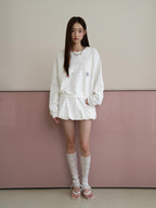 THELIGHT OFFICIAL Cropped Topstitch Print Rhinestone Dragonfly Raglan Women's Cotton Sweatshirts