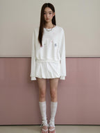 THELIGHT OFFICIAL Cropped Topstitch Print Rhinestone Dragonfly Raglan Women's Cotton Sweatshirts