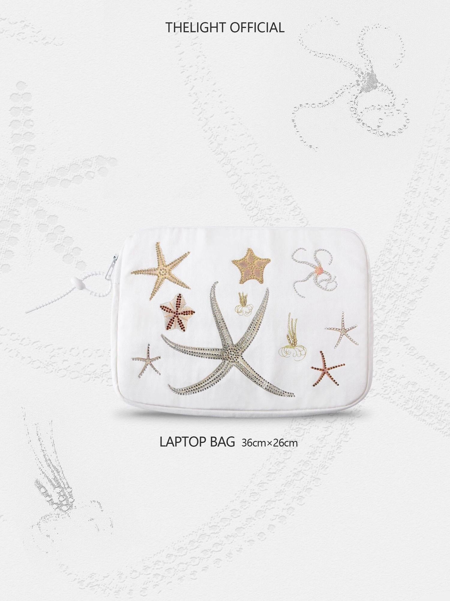 THELIGHT OFFICIAL Cute Starfish Printed Handheld Briefcase Women's Laptop Sleeve Clutch Bags