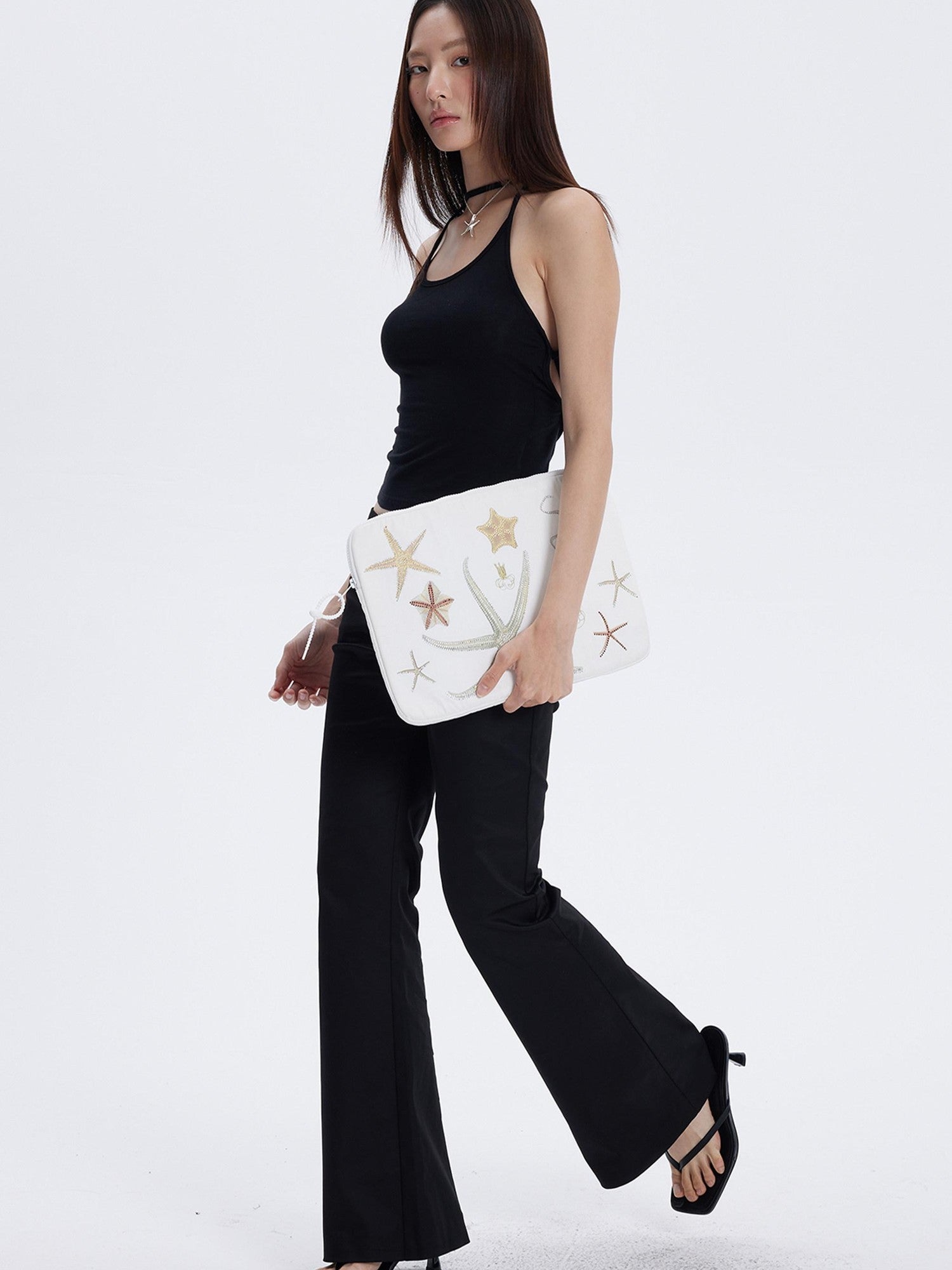 THELIGHT OFFICIAL Cute Starfish Printed Handheld Briefcase Women's Laptop Sleeve Clutch Bags