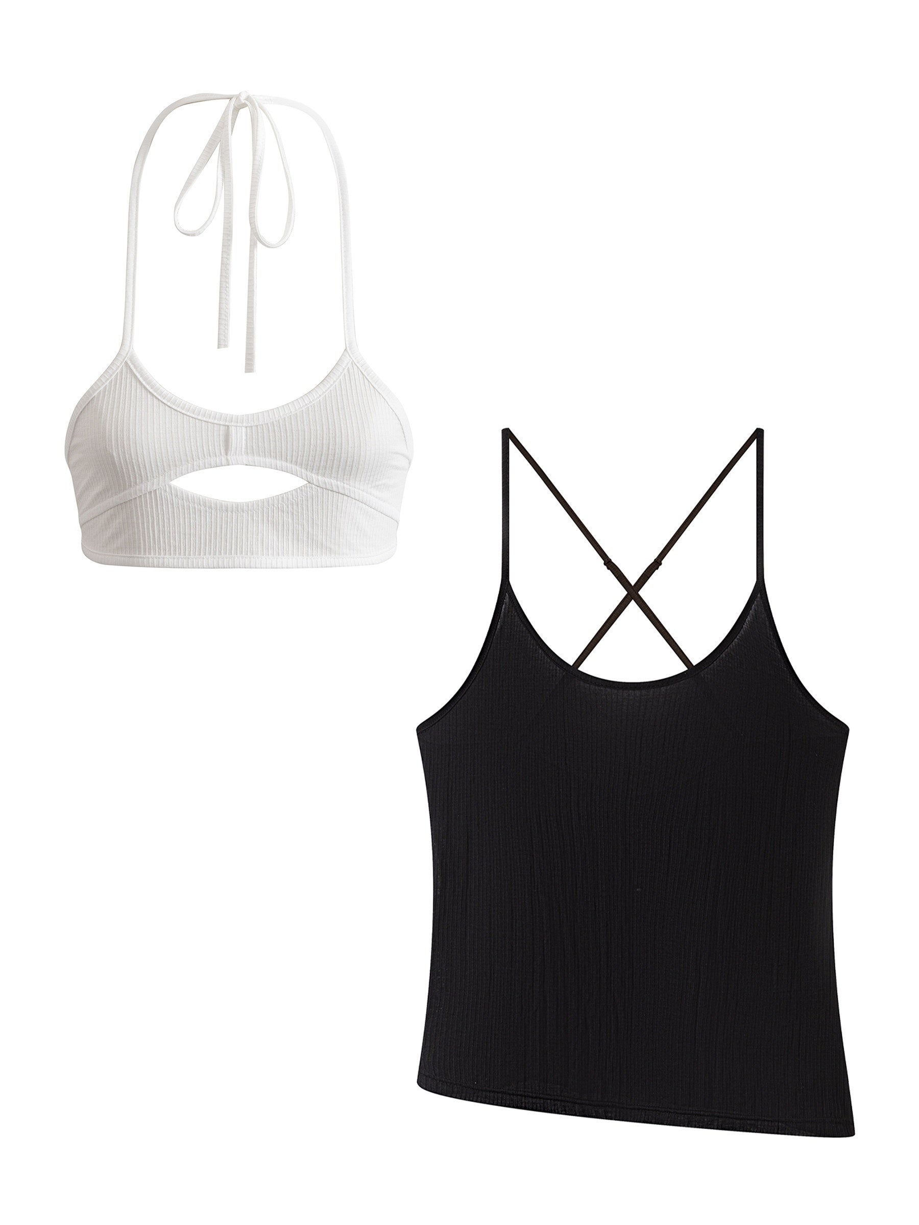 THELIGHT OFFICIAL Cutout Back Double Layer Athletic Slim Women's Cotton Camisoles 918598203438