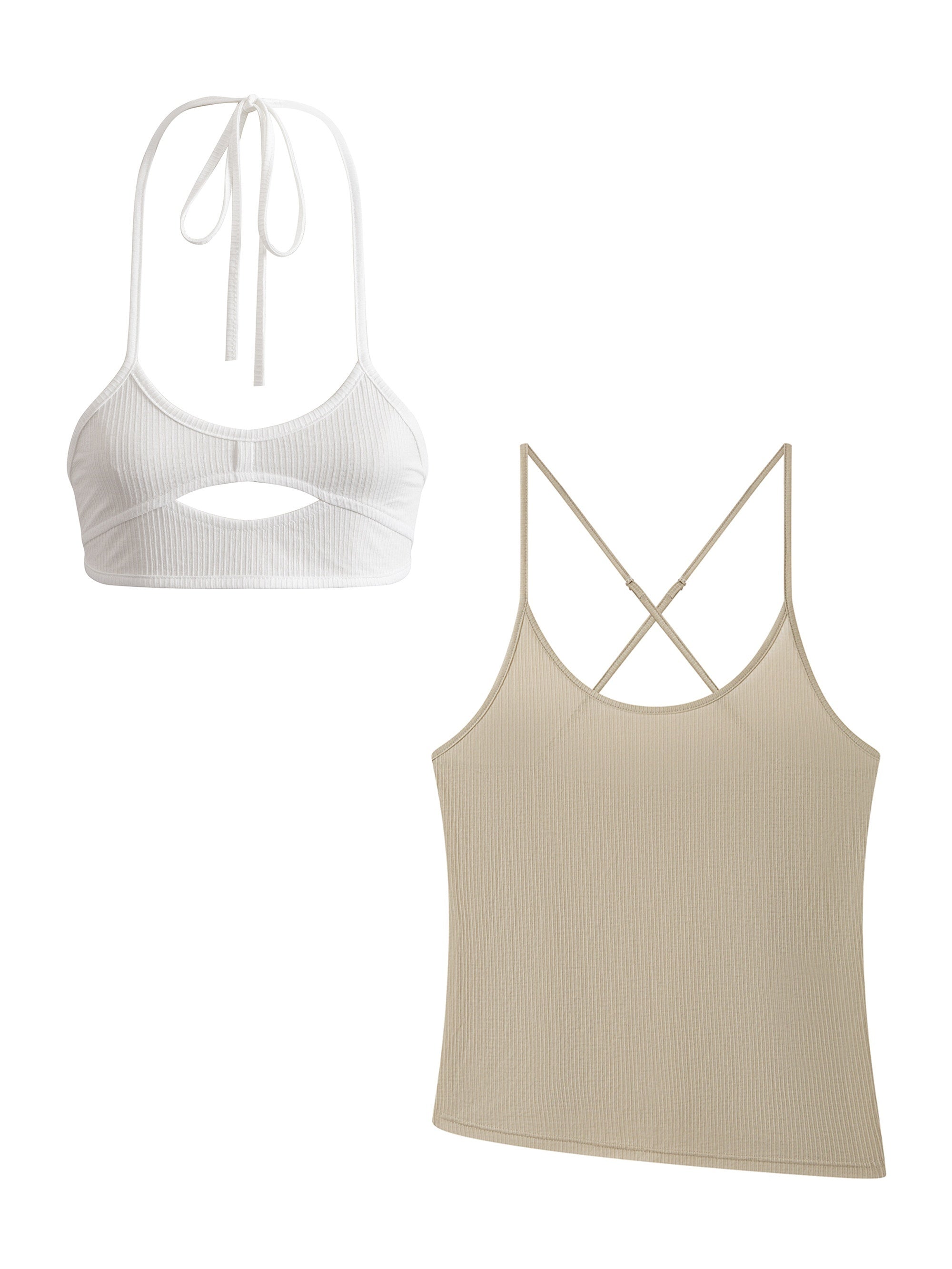 THELIGHT OFFICIAL Cutout Back Double Layer Athletic Slim Women's Cotton Camisoles 918598203438