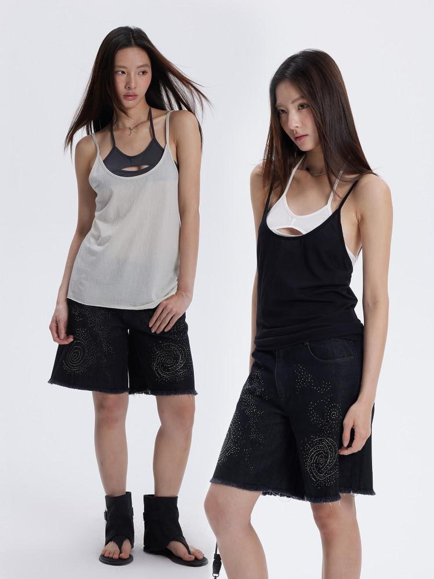 THELIGHT OFFICIAL Cutout Back Double Layer Athletic Slim Women's Cotton Camisoles