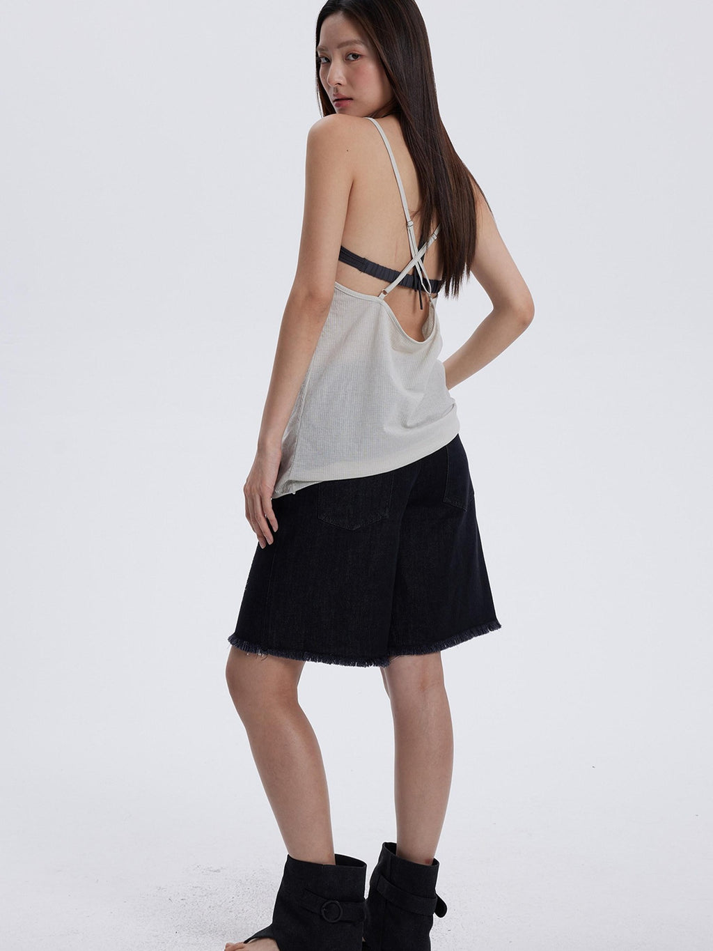 THELIGHT OFFICIAL Cutout Back Double Layer Athletic Slim Women's Cotton Camisoles
