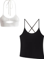 THELIGHT OFFICIAL Cutout Back Double Layer Athletic Slim Women's Cotton Camisoles