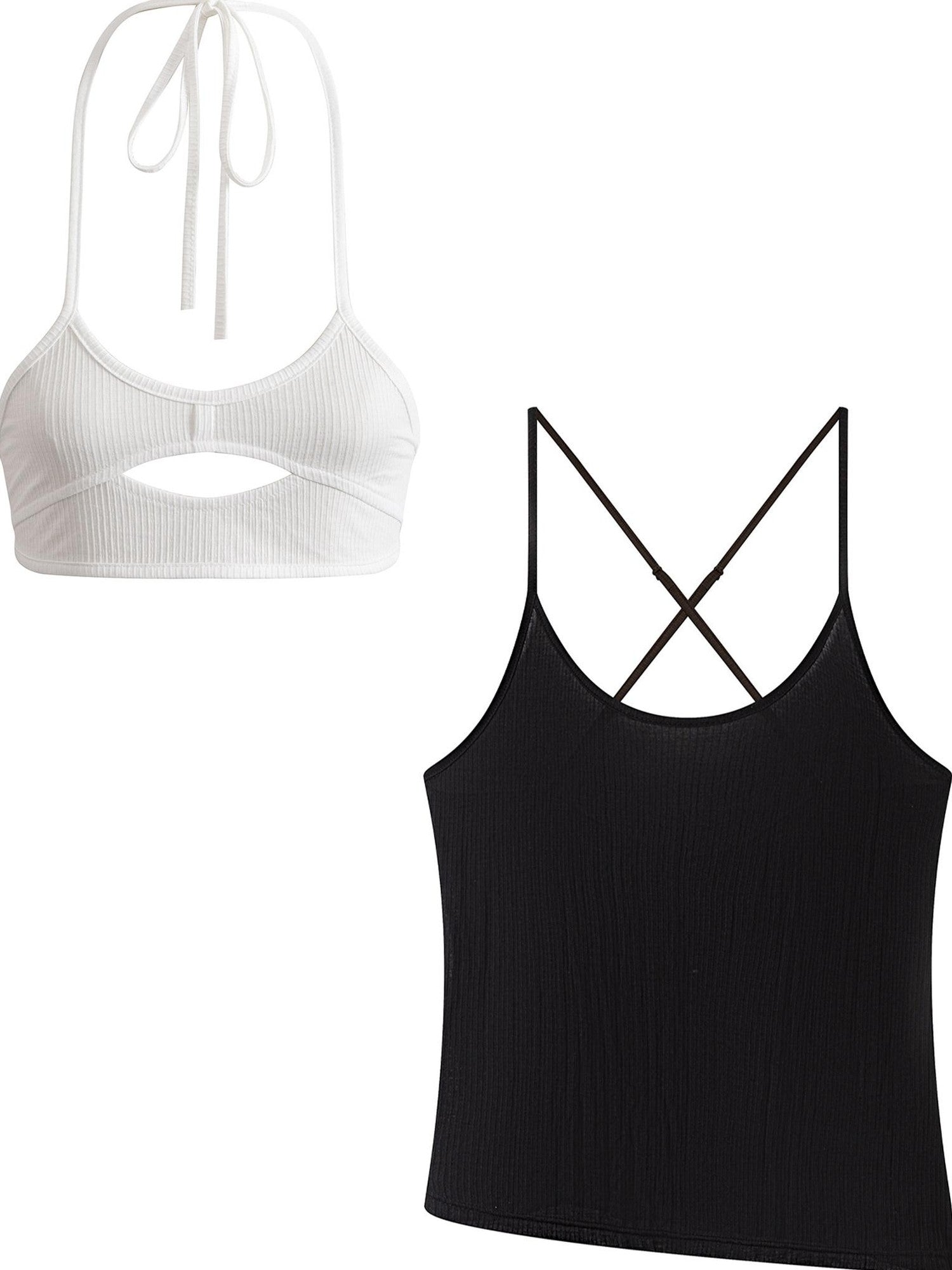 THELIGHT OFFICIAL Cutout Back Double Layer Athletic Slim Women's Cotton Camisoles