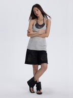 THELIGHT OFFICIAL Cutout Back Double Layer Athletic Slim Women's Cotton Camisoles