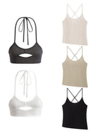 THELIGHT OFFICIAL Cutout Back Double Layer Athletic Slim Women's Cotton Camisoles