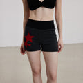 THELIGHT OFFICIAL Dark Gray Star Applique Vintage High Waist Women's Polyester Short Trousers 899546770516