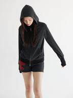 THELIGHT OFFICIAL Dark Gray Star Applique Vintage High Waist Women's Polyester Short Trousers