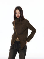 THELIGHT OFFICIAL Double Breasted Deconstructed Stand Collar Slim Women's Wool Casual Jackets