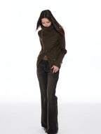 THELIGHT OFFICIAL Double Breasted Deconstructed Stand Collar Slim Women's Wool Casual Jackets