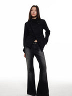 THELIGHT OFFICIAL Double Breasted Deconstructed Stand Collar Slim Women's Wool Casual Jackets