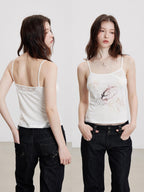 THELIGHT OFFICIAL Dreamy Lace Splice Animal Print Women's Lyocell Wool Blend Camisoles