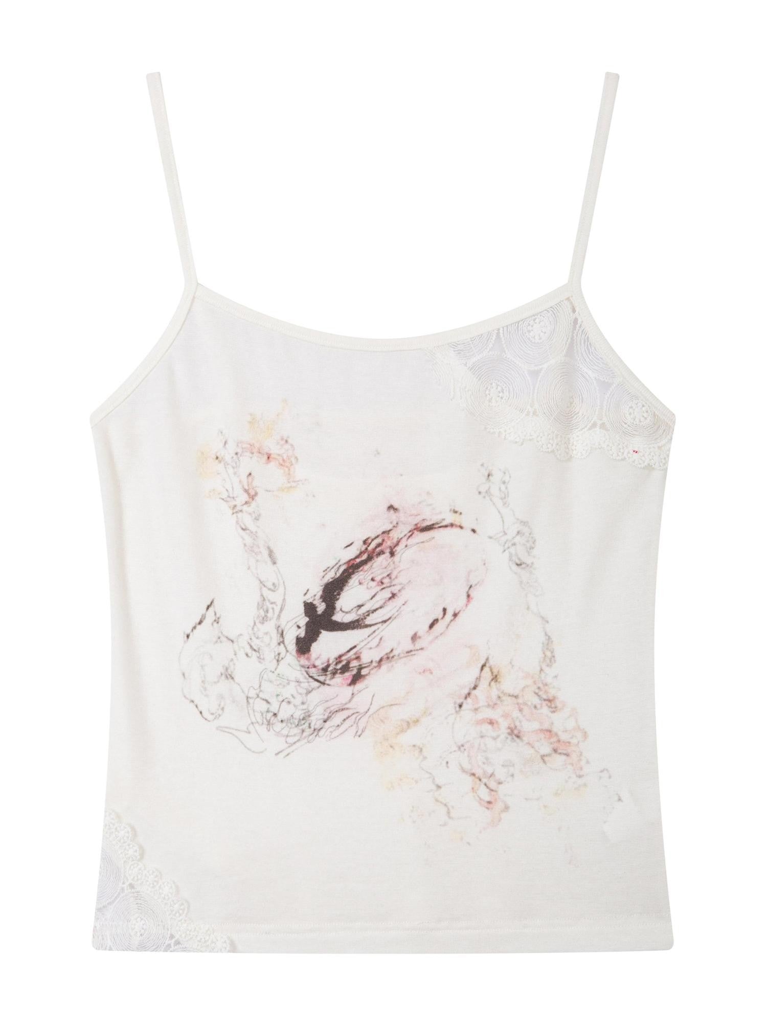THELIGHT OFFICIAL Dreamy Lace Splice Animal Print Women's Lyocell Wool Blend Camisoles