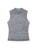 THELIGHT OFFICIAL Floral Mesh Printed Sheer Slim Fit Women's Polyamide Polyester Blend Tank Tops 922928279061