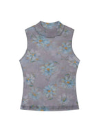 THELIGHT OFFICIAL Floral Mesh Printed Sheer Slim Fit Women's Polyamide Polyester Blend Tank Tops 922928279061