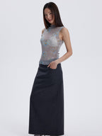 THELIGHT OFFICIAL Floral Mesh Printed Sheer Slim Fit Women's Polyamide Polyester Blend Tank Tops