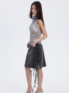 THELIGHT OFFICIAL Floral Mesh Printed Sheer Slim Fit Women's Polyamide Polyester Blend Tank Tops