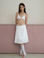 THELIGHT OFFICIAL Floral Polka Dot Printed Tie Back Triangle Low Waist Women's Polyester Bikinis