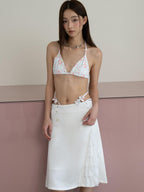 THELIGHT OFFICIAL Floral Polka Dot Printed Tie Back Triangle Low Waist Women's Polyester Bikinis