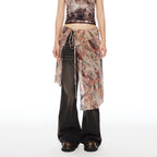 THELIGHT OFFICIAL Floral Tie Apron Layered Asymmetric Women's Viscose Blend Clothing Accessories 798559871654