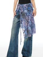 THELIGHT OFFICIAL Floral Tie Apron Layered Asymmetric Women's Viscose Blend Clothing Accessories