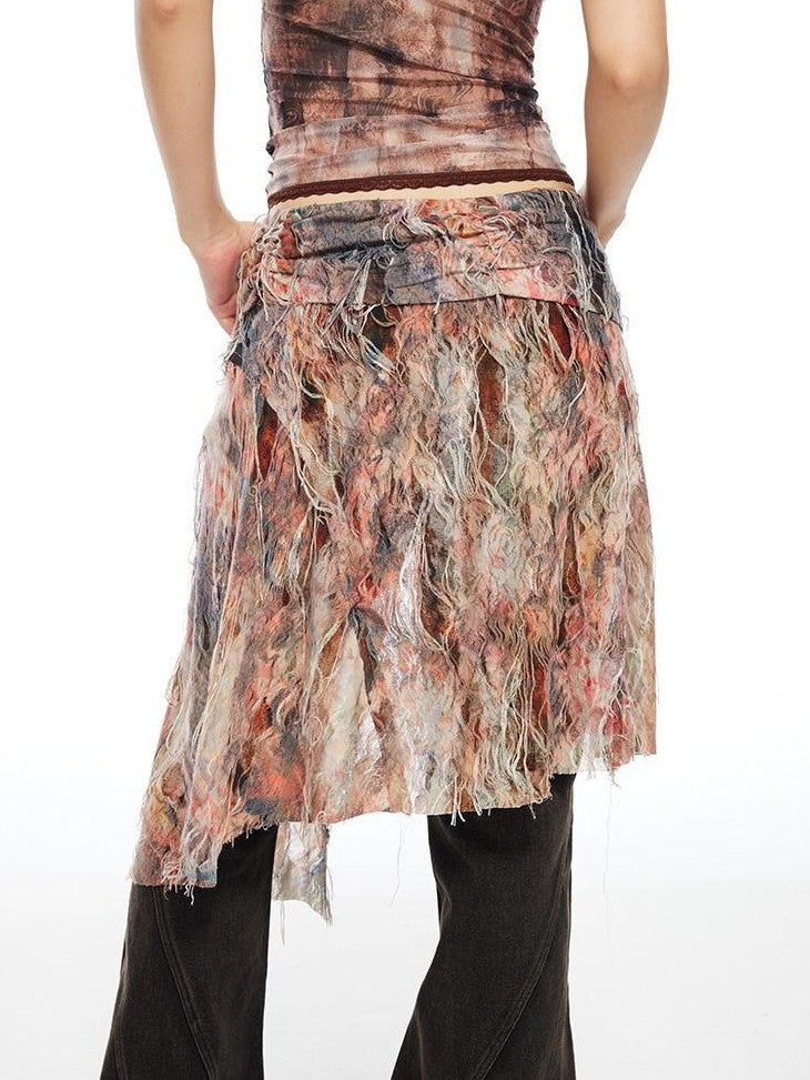 THELIGHT OFFICIAL Floral Tie Apron Layered Asymmetric Women's Viscose Blend Clothing Accessories