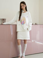 THELIGHT OFFICIAL Girl Portrait Print Rhinestone Women's Modal Cotton Long Sleeve T-shirts