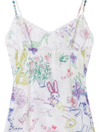THELIGHT OFFICIAL Graffiti Floral Print Lace Cropped Slim Women's Recycled Viscose Camisoles