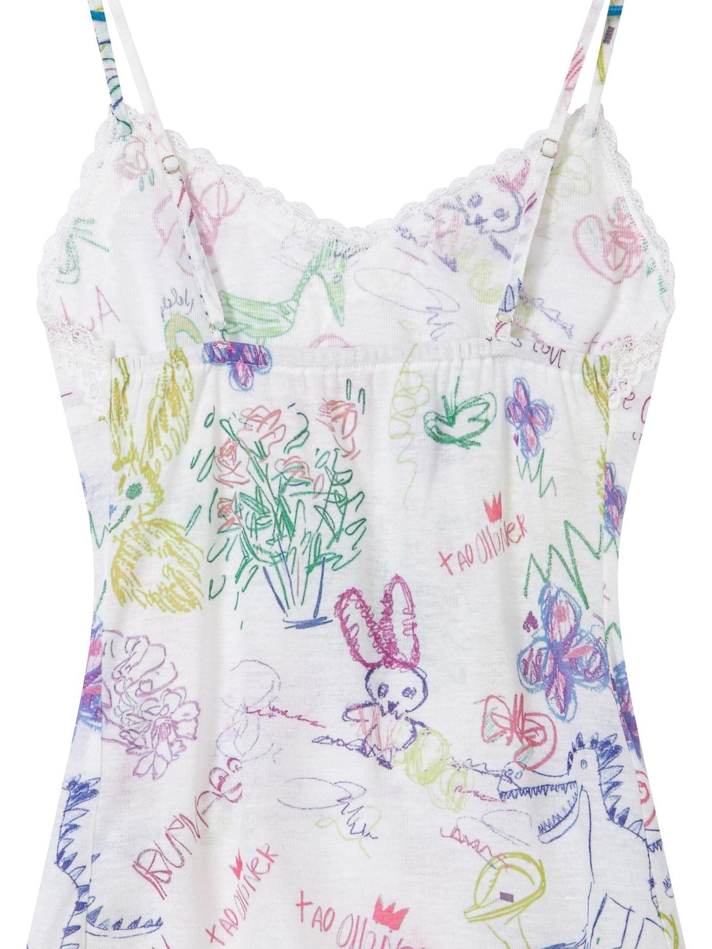 THELIGHT OFFICIAL Graffiti Floral Print Lace Cropped Slim Women's Recycled Viscose Camisoles
