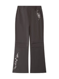 THELIGHT OFFICIAL Gray 3d Embroidery Rhinestone Women's Cotton Lyocell Blend Flare Pants 967216616635