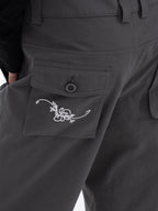 THELIGHT OFFICIAL Gray 3d Embroidery Rhinestone Women's Cotton Lyocell Blend Flare Pants
