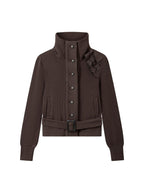 THELIGHT OFFICIAL Knit Shoulder Lace Stand Collar Button Vintage Women's Cotton Casual Jackets