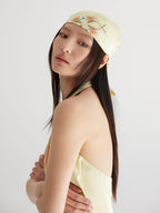 THELIGHT OFFICIAL Light Yellow Floral Bohemian Square Scarf Women's Lightweight Headscarf Hats