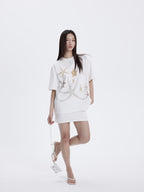 THELIGHT OFFICIAL Lucky Starfish Embroidered Print Loose Women's Pure Cotton Short Sleeve T-shirts