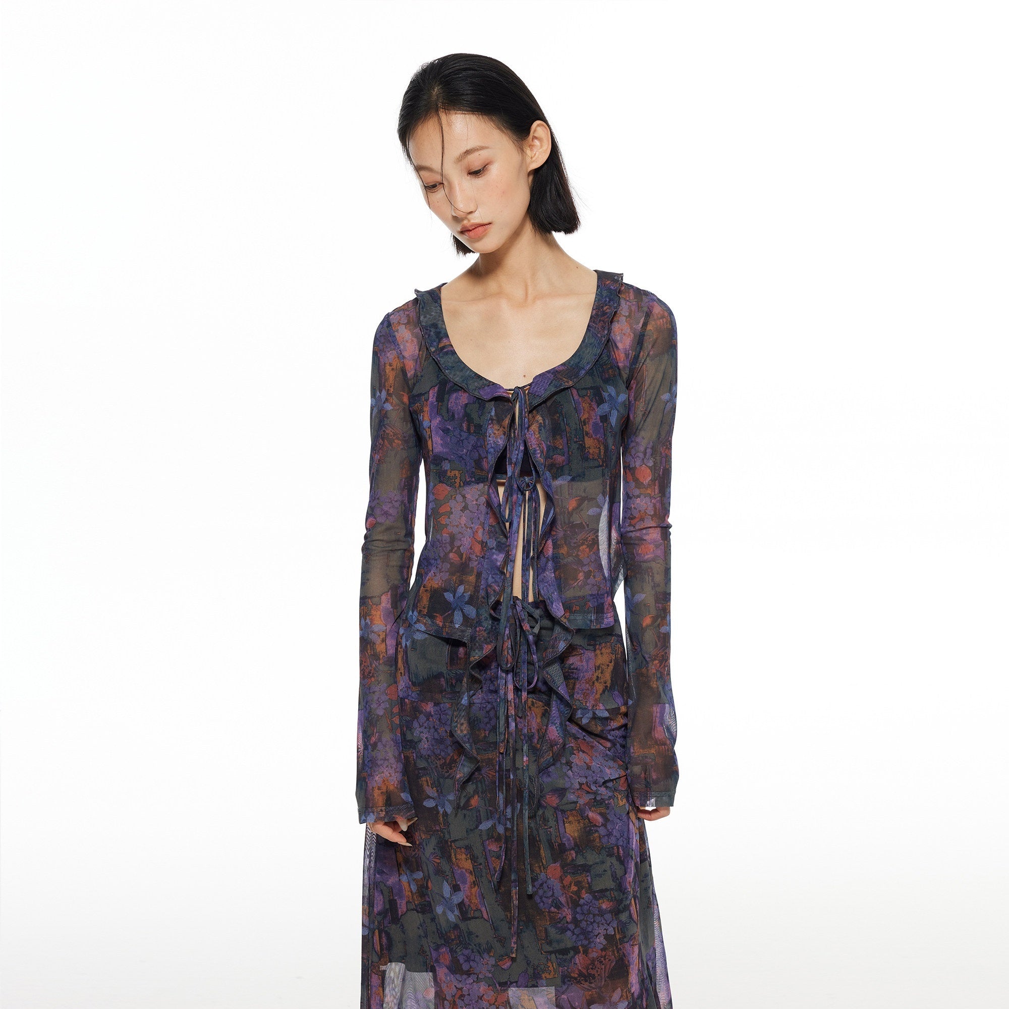 THELIGHT OFFICIAL Mesh Printed A Line Women's Polyester Spandex Casual Maxi Dresses 817380604815
