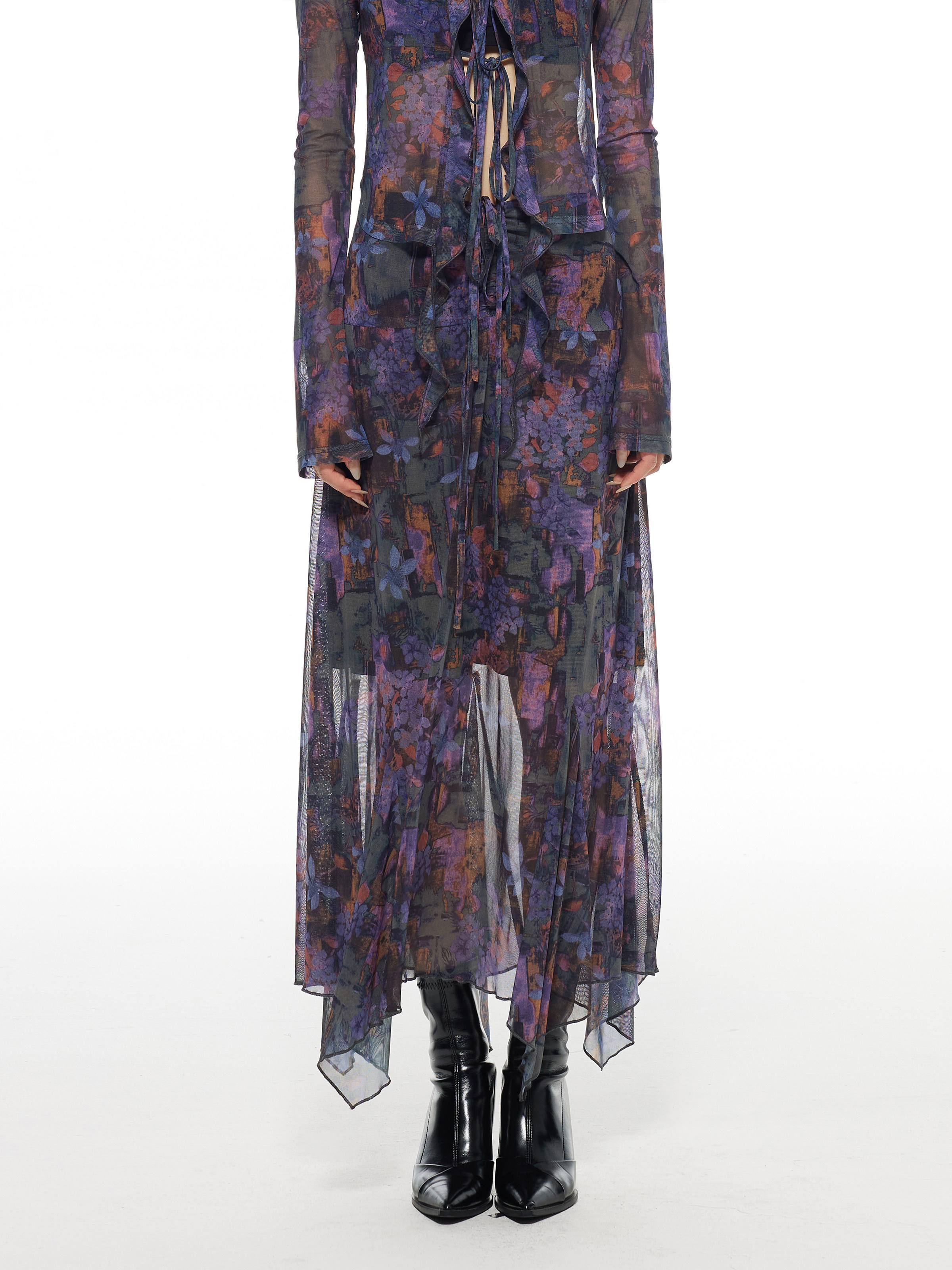 THELIGHT OFFICIAL Mesh Printed A Line Women's Polyester Spandex Casual Maxi Dresses 817380604815