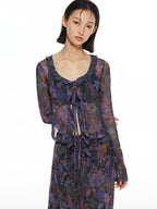 THELIGHT OFFICIAL Mesh Printed A Line Women's Polyester Spandex Casual Maxi Dresses