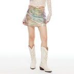 THELIGHT OFFICIAL Multicolor Floral A Line Sexy Women's Mid Waist Polyester Mini Skirts 798603006945